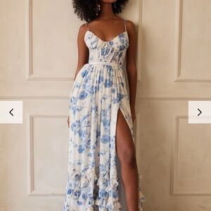 Floral Blue and White Maxi Dress